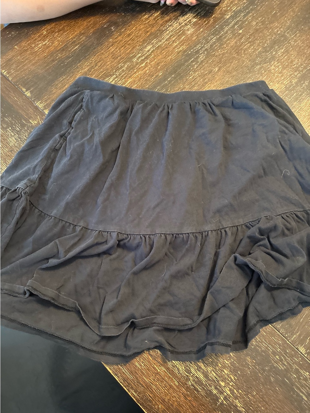 Lands' End Black Ruffle Tier Mini Skirt